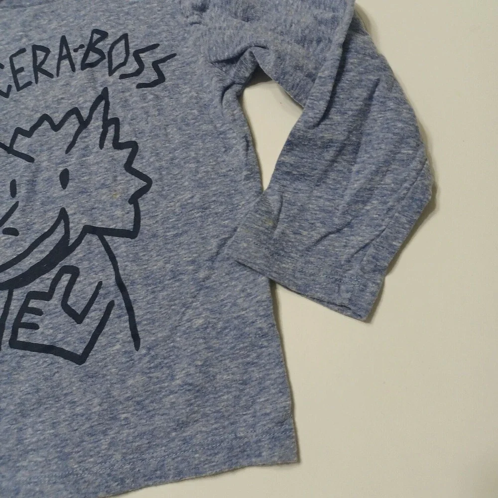 The Childrens Place T-Shirt Boys 3T Blue Tricera-Boss Long Sleeve Crew Neck Tee